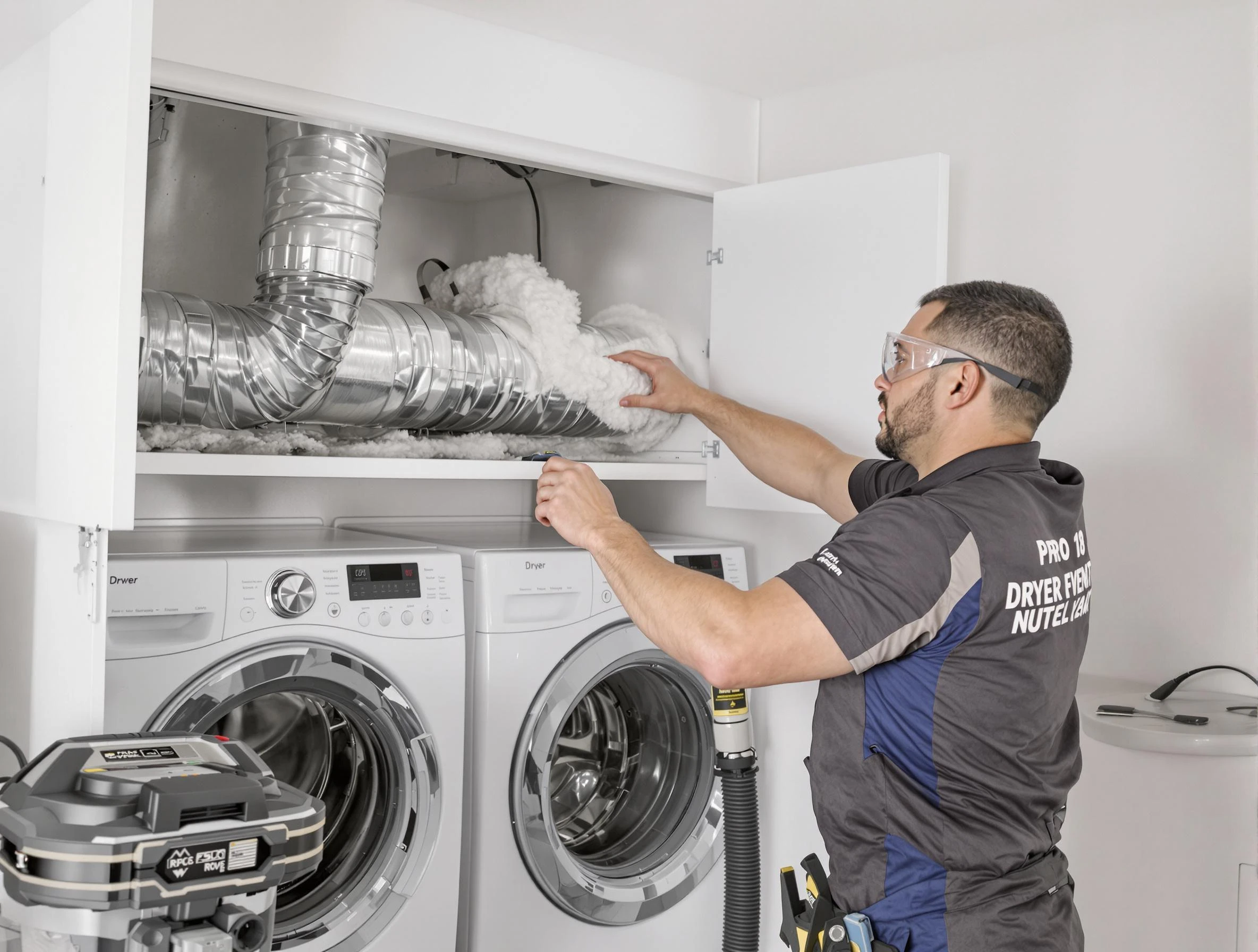 Huntington Beach Dryer Vent Cleaning certified technician performing specialized gas dryer vent cleaning in Huntington Beach