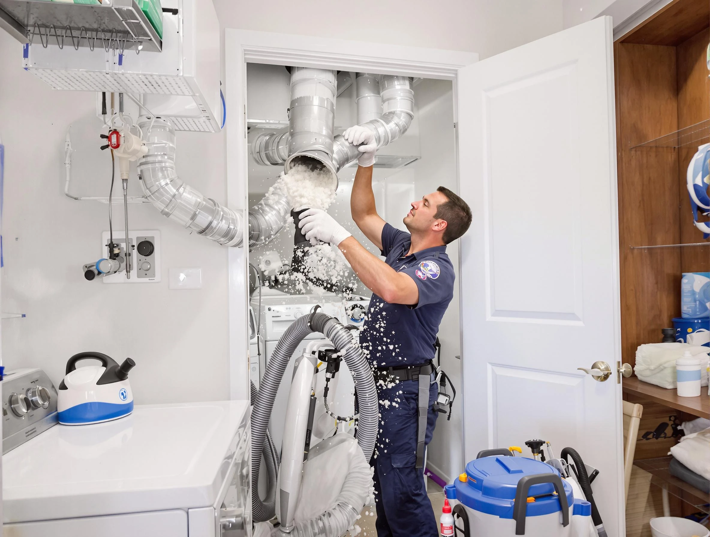 Huntington Beach Dryer Vent Cleaning technician delivering thorough residential dryer vent cleaning service in Huntington Beach